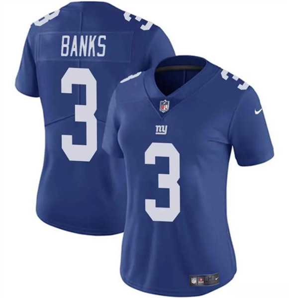 Women%27s New York Giants #3 Deonte Banks Blue Vapor Stitched Jersey Dzhi